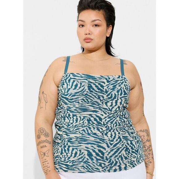 Torrid 1x 1 14-16 Stretch Mesh Cropped Shirred Cami - Picture 1 of 4